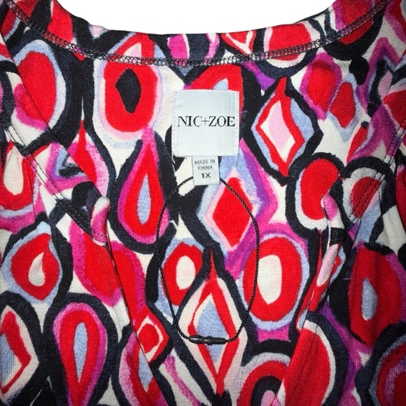 NWOT NIC+ZOE Geo Pane Tank Top Womens Plus 1X Red Multi - Picture 9 of 13